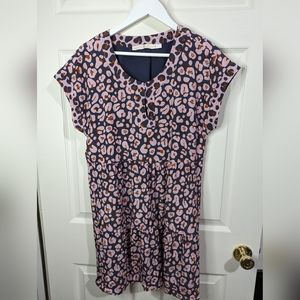 Marie Oliver Silk Sheath Dress In purple & grey print size small